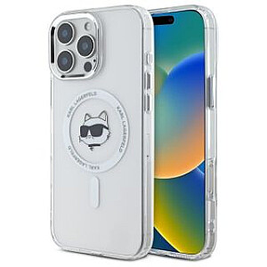 Karl Lagerfeld Apple iPhone 16 Pro Max hardcase IML Metal Choupette Head MagSafe White