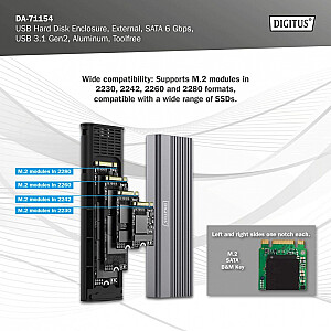 Корпус USB 3.1 Type C для M.2 SATA 6 Gbps SSD, без инструментов