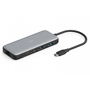 USB Type C dokstacija 8 porti 2x HDMI 4K/60Hz PD 3.0