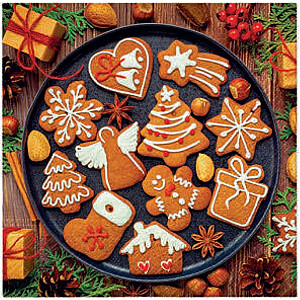 [Z] SALVETES 33X33CM GINGERBREAD ICING DECORATED, Paw Decor Collection