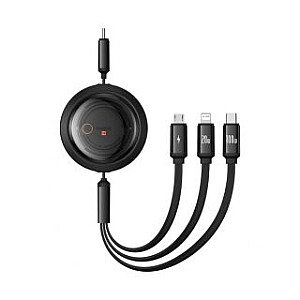 Baseus Baseus Free2Draw CB000084 retractable USB-C - Lightning / USB-C / micro USB cable 100W 1.1m - black