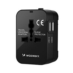 Wozinsky Wozinsky WUTWC travel adapter universal 24W EU / US / AUS / UK / 2x USB-A - black