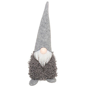 Dekors Ziemassvētku figūra Rūķis fluffy 40 cm grey hat 636947