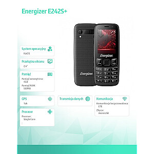 Tālrunis E242S+ 512MB RAM 4GB 2.4" 4G LTE Dual SIM ES Melns