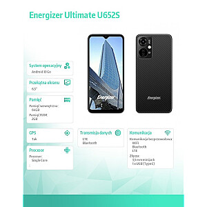 Viedtālrunis Ultimate U652S 2GB RAM 64GB 6.51" 4G LTE Dual SIM ES Melns