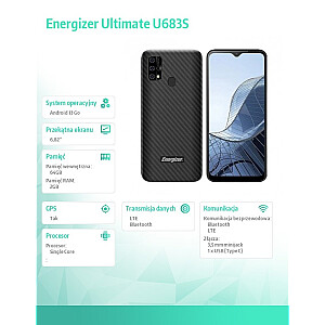 Viedtālrunis Ultimate U683S 2GB RAM 64GB 6.82" 4G LTE Dual SIM EU Melns