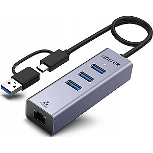 HUB USB Unitek Unitek Hub USB C 4w1 Ethernet 3 x USB A 5 Gbps ar USB A adapteri