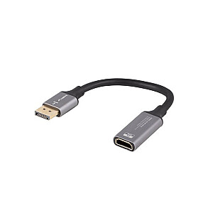 Displayport(M) - HDMI(F) 8K adapter uz 20cm sudraba kabeli