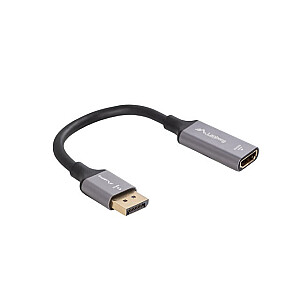 Displayport(M) - HDMI(F) 8K adapter uz 20cm sudraba kabeli