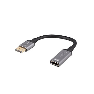 Displayport(M) - HDMI(F) 4K adapter uz 20cm sudraba kabeli