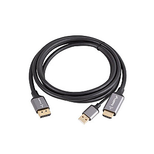 HDMI(M)-Displayport(M) kabelis 1.8M 4K melns