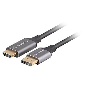 Displayport(M)-HDMI(M) kabelis 1.8M 4K melns-sudrabs