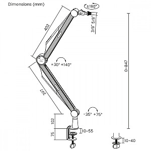 Держатель микрофона, 3/8' и 5/8' 1кг макс, RS422 