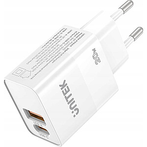 Unitek lādētājs Unitek sienas lādētājs, 1x USB-A, 1x USB-C, QC, PC 3.0, 20W, balts