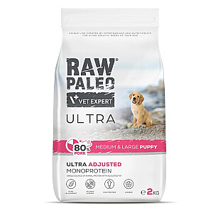 RAW PALEO Ultra Cūku Vidēja un Liela Kucēna - sausā suņu barība - 2kg