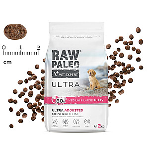 RAW PALEO Ultra Cūku Vidēja un Liela Kucēna - sausā suņu barība - 2kg