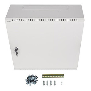 Настенный монтажный шкаф 19 дюймов 6U+3U 540x200 низкопрофильный серый собранный