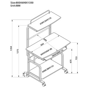 TECHLY Mobile Desk for PC Printer