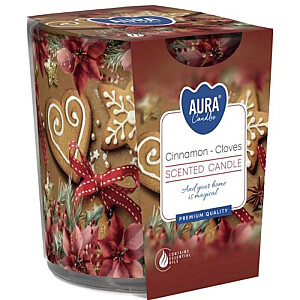 Svece arom.stikla trauc. Aura Cinnamon-cloves 22h 641073