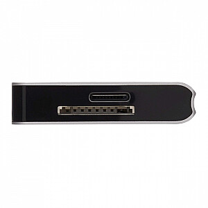 USB-C 4K HDMI dokstacija, USB 3.2 Gen 1, USB-A centrmezgls, GbE, atmiņas karte, 100 W PD uzlāde, noņemams kabelis U442-DOCK5D-GY