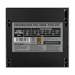 MODECOM barošanas avots MC-B88-700-FC 80+ BRONZE 230V EU 700W BULK