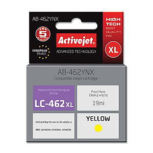 Activejet AB-462YNX tinte Brother printer, aizvietojums Brother LC-462XLY; Supreme; 19 ml; dzeltena.