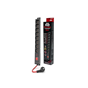 R8 POWER Удлинитель 1.5М 8X 230V PL Черный 16A