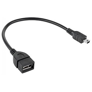 Кабель USB2.0 розетка A - mini USB B plug 0.2м, OTG, черный