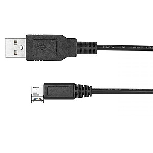 USB 2.0 kabelis 1m garš - micro USB B ar pagarinātu spraudni (8mm)