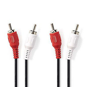 Stereo audio kabelis 2x RCA Male - 2x RCA Male 5,0 m melns