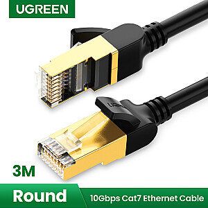 Kabelis F/FTP CAT7 ar 2xRJ45 spraudņiem 3m melns NW107 UGREEN