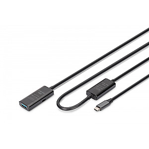 Aktīvs USB-C uz USB-A pagarināšanas kabelis, USB 3.2 5Gbps, 10m