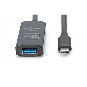 Aktīvs USB-C uz USB-A pagarināšanas kabelis, USB 3.2 5Gbps, 10m