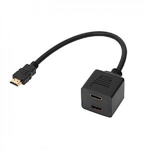 Адаптер кабеля HDMI, 19-контактный штекер HDMI - 2x19-контактный разъем HDMI, 0,3 м, черный