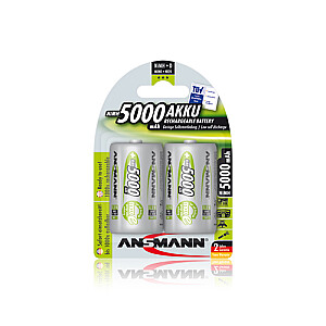 Akumulators R20 (D) 1.2V 5000mAh Ni-Mh ANSMANN (2 gab.iepakojums)