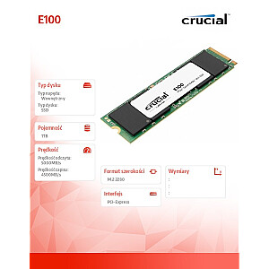 SSD Диск E100 1TB M.2 NVMe 2280 PCIe 4.0 5000/4500 МБ/с