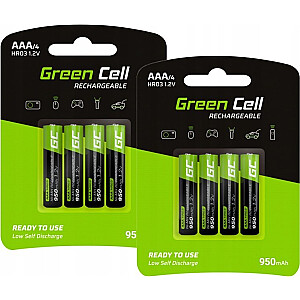 Green Cell 8x перезаряжаемые батареи AAA R3 950mAh Ni-MH батареи для зарядки Green Cell