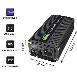 Monolith 2000 MS Wave Voltage Converter | 12V до 230V | 1000/2000W | USB