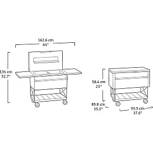 Dārza bārs uz riteņeim ar dzsētāju Patio Cooler&amp;Beverage pelēks