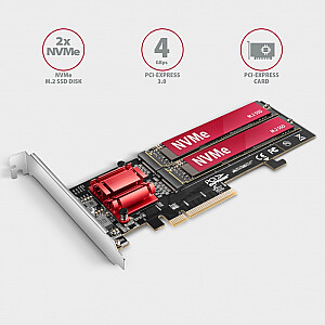 PCEM2-ND PCIe x 8 контроллер, 2x M.2 NVMe M-key слота, поддержка RAID для небифуркационных материнских плат, в комплекте, SP & LP