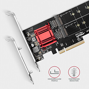 PCEM2-ND PCIe x 8 контроллер, 2x M.2 NVMe M-key слота, поддержка RAID для небифуркационных материнских плат, в комплекте, SP & LP