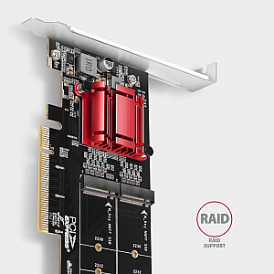 PCEM2-ND PCIe x 8 контроллер, 2x M.2 NVMe M-key слота, поддержка RAID для небифуркационных материнских плат, в комплекте, SP & LP
