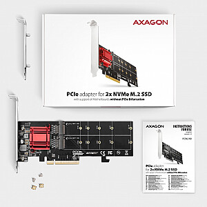 PCEM2-ND PCIe x 8 контроллер, 2x M.2 NVMe M-key слота, поддержка RAID для небифуркационных материнских плат, в комплекте, SP & LP