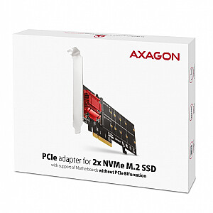 PCEM2-ND PCIe x 8 контроллер, 2x M.2 NVMe M-key слота, поддержка RAID для небифуркационных материнских плат, в комплекте, SP & LP