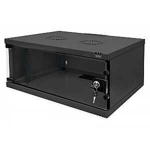 19" настенный сетевой шкаф 4U, SOHO 241 x 540 x 400 мм, грузоподъемность 60кг, стеклянная дверь, не собранный, Черный