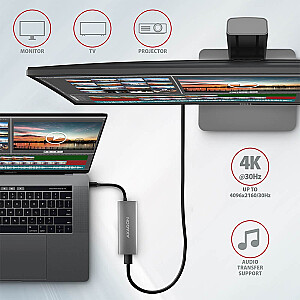 HMC-5G2 Multi-port USB centrmezgls 5in1, 10Gbps, 2x USB-A + 2x USB-C + HDMI 4K/60Hz, PD 100W, 13cm USB-C kabelis