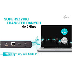 USB 3.0 Док-станция / USB-C / Thunderbolt 2x HDMI + Поддержка питания 100W 