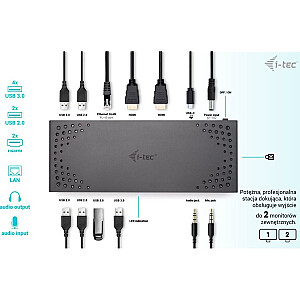 USB 3.0 Док-станция / USB-C / Thunderbolt 2x HDMI + Поддержка питания 100W 