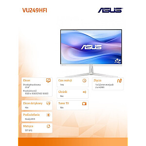 Монитор 24 дюйма VU249HFI-W IPS 100Hz HDMIx2 белый