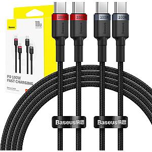 Baseus Cafule USB-C - USB-C 100W, 2m, 2szt (czerwono-czarny, szaro-czarny)